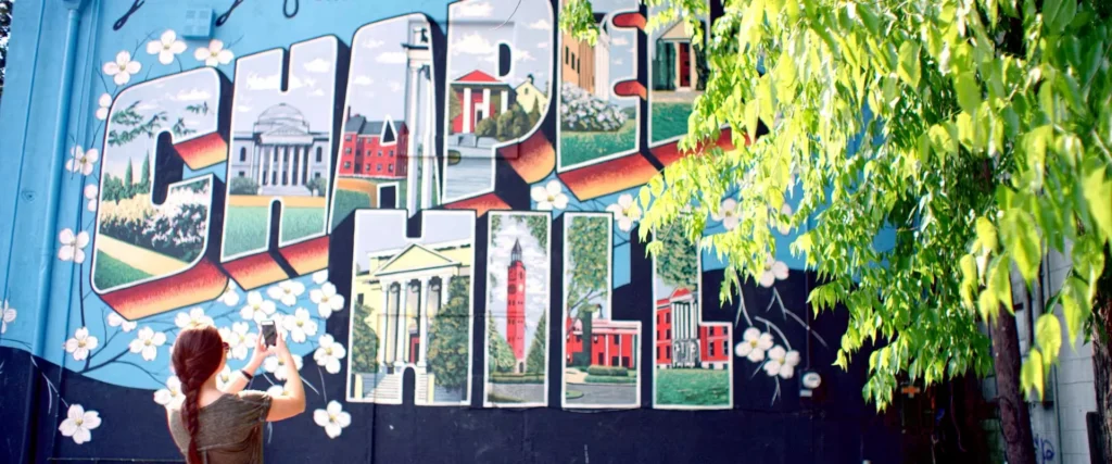 Chapel Hill and Carrboro mural near Orange County homes for sale