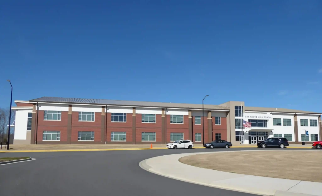 Oak Grove High School building in Davidson County North Carolina