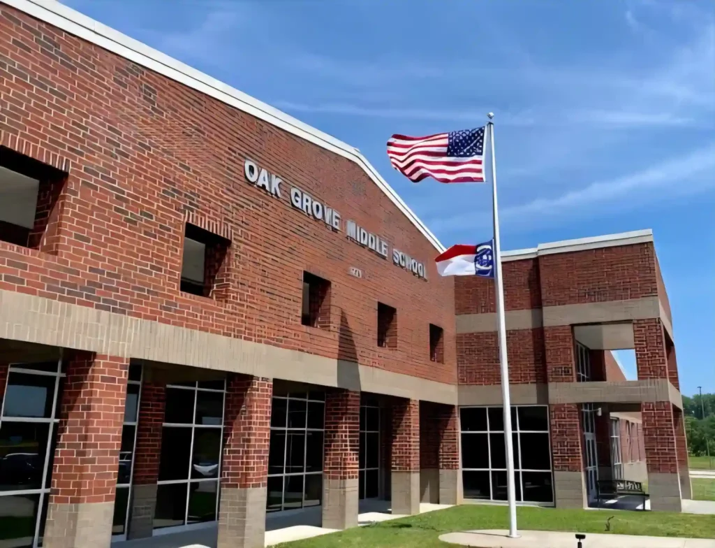 Oak Grove Middle School building in Davidson County North Carolina