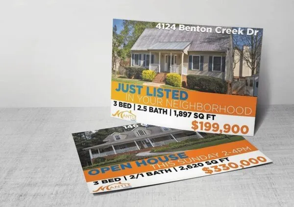 Custom postcard for a just listed property created by Mantle Realty