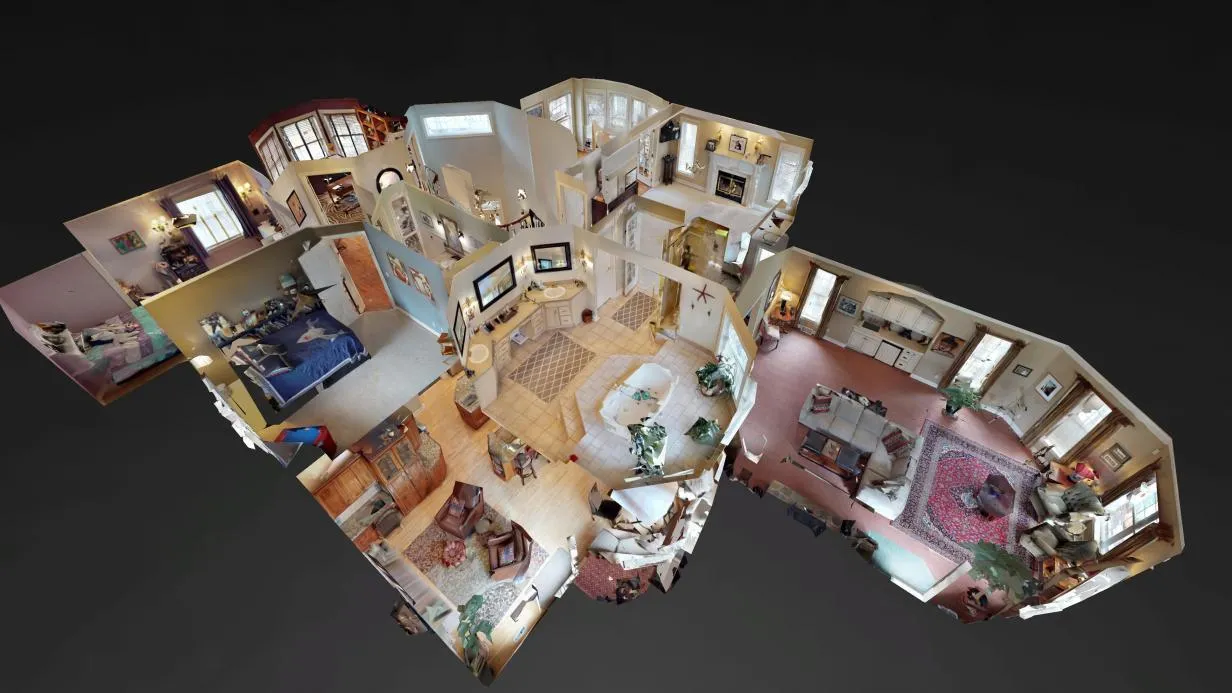 Matterport dollhouse home layout view showing room flow and floor plan