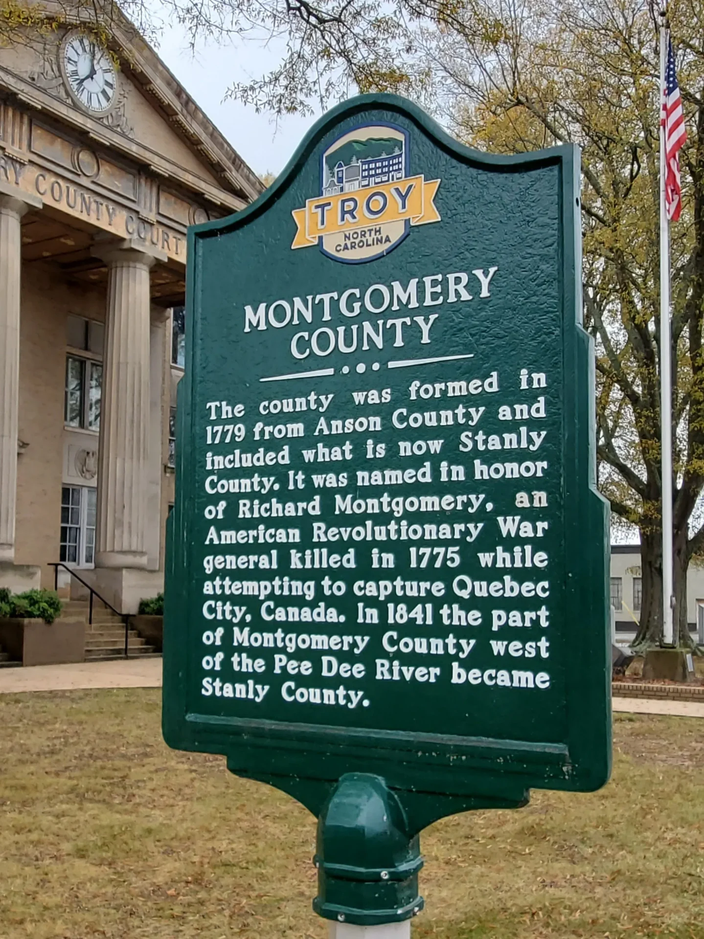 Montgomery County North Carolina plaque and local marker