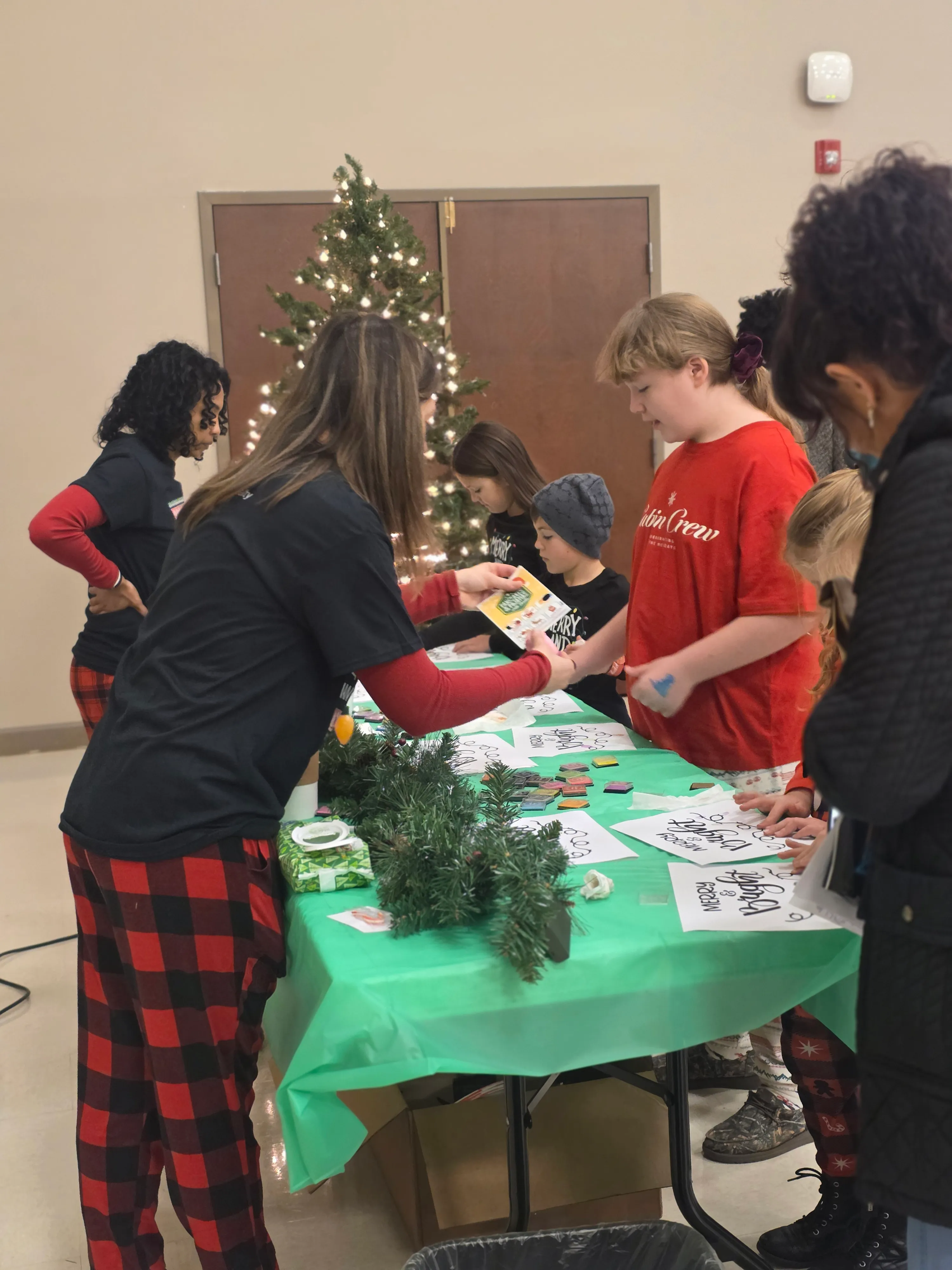 Craft table at Pancakes and Pajamas event