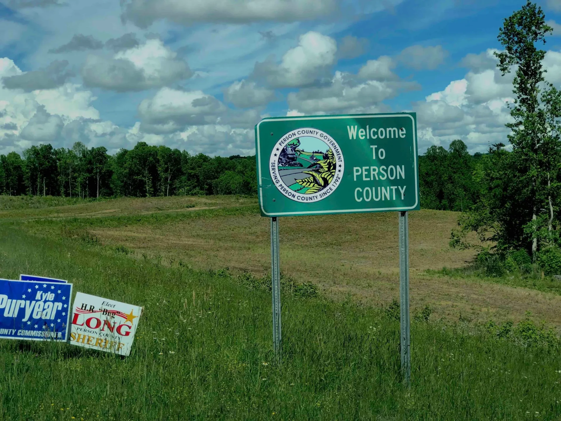 Person County North Carolina sign near Timberlake home search areas