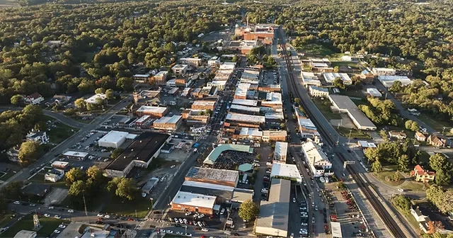 Aerial view of Reidsville and Rockingham County North Carolina homes for sale