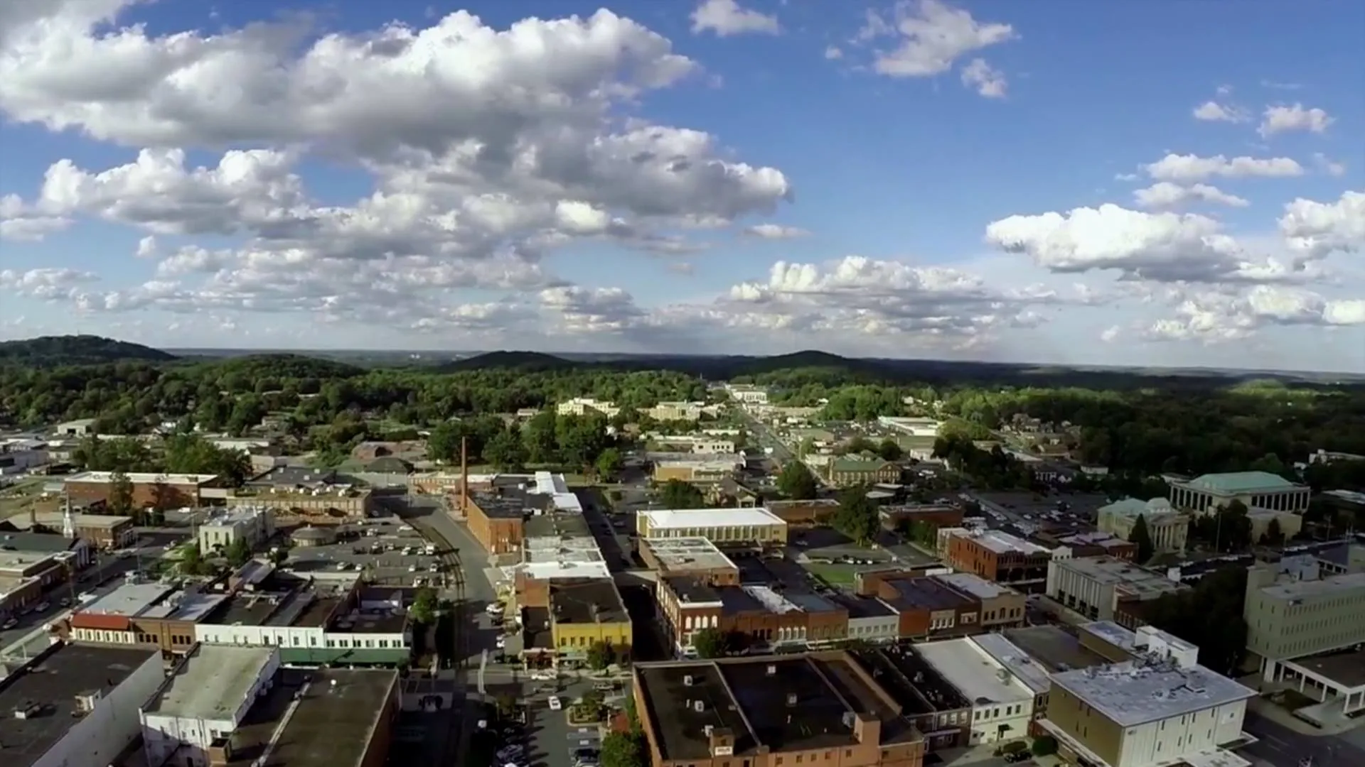 Asheboro NC aerial view of downtown Randolph County and surrounding neighborhoods