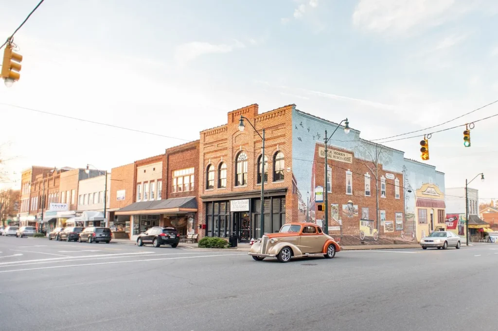 Downtown Asheboro North Carolina street and shops