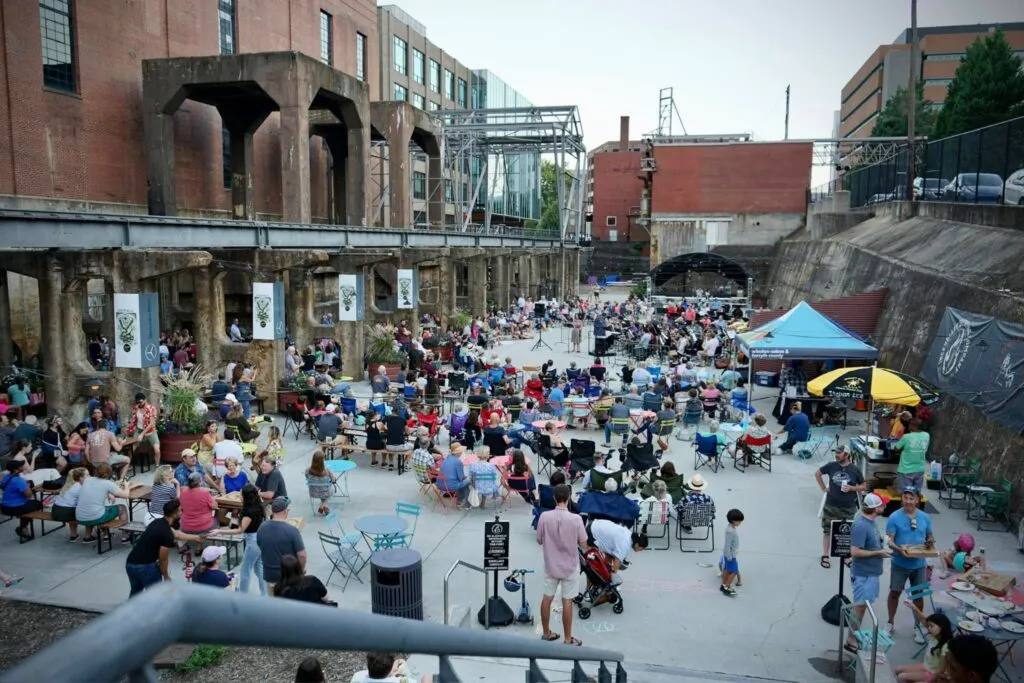 Fall festival crowd in Bailey Park Winston-Salem