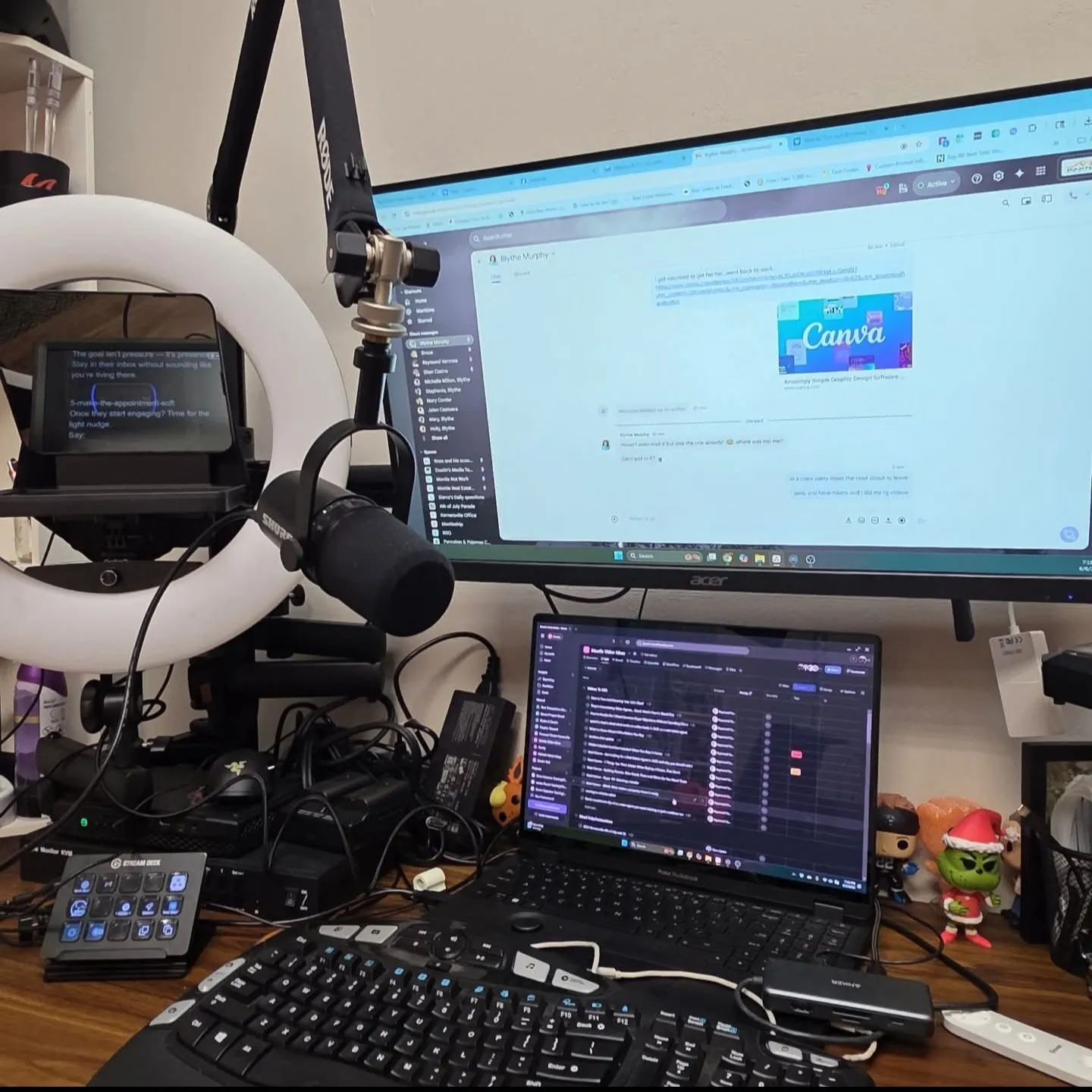 Mantle Realty training desk setup with monitors and microphones for agent systems and follow-up training