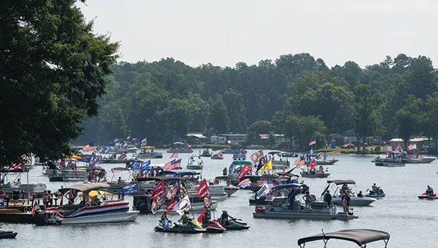 Boating on High Rock Lake in North Carolina