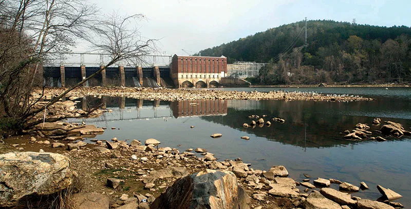 High Rock Lake dam area near Salisbury North Carolina