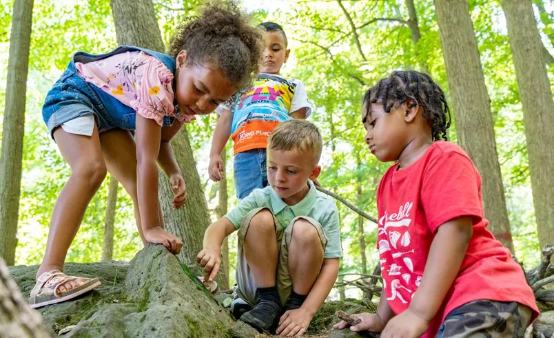 Kids playing outside in neighborhood