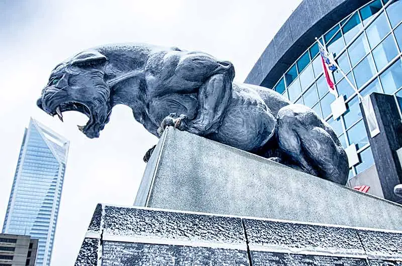 Carolina Panthers statue at Bank of America Stadium in Charlotte NC
