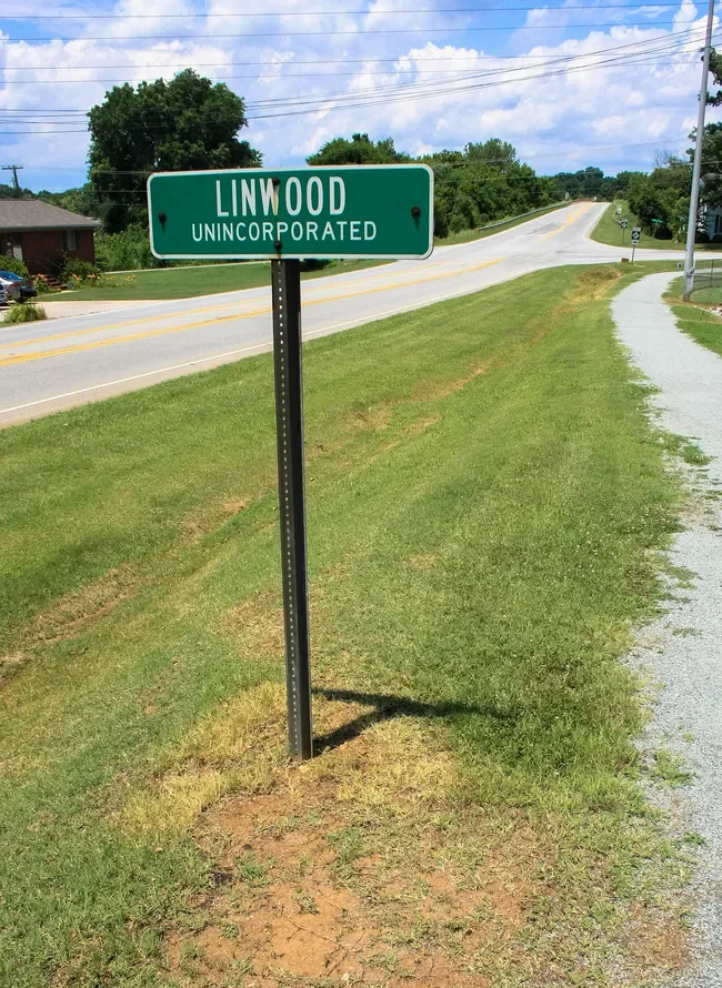 Linwood NC sign near Silver Valley