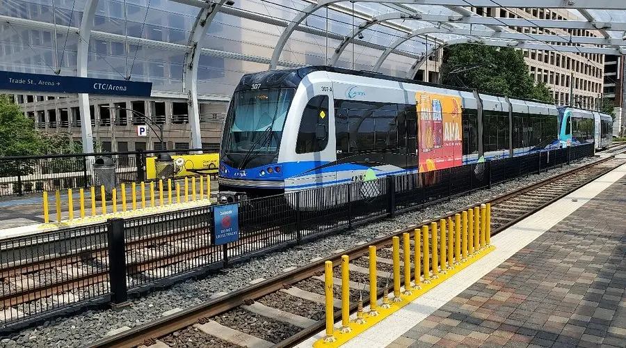 LYNX Blue Line light rail Charlotte NC connecting South End, NoDa, and Uptown