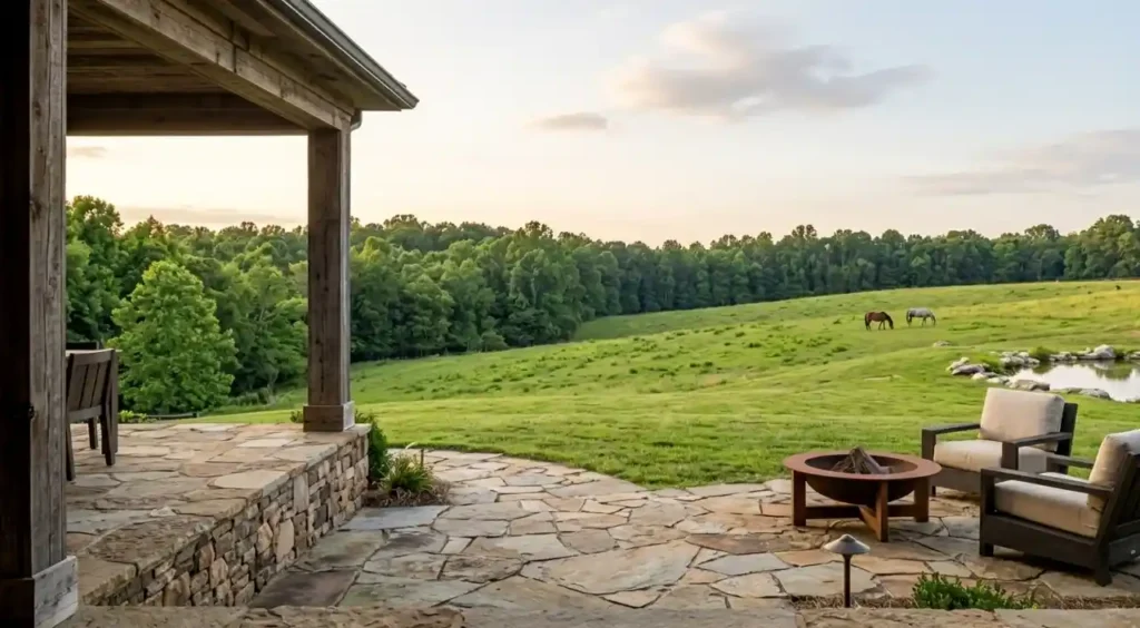 Iredell County rural acreage homes with outdoor living and open land