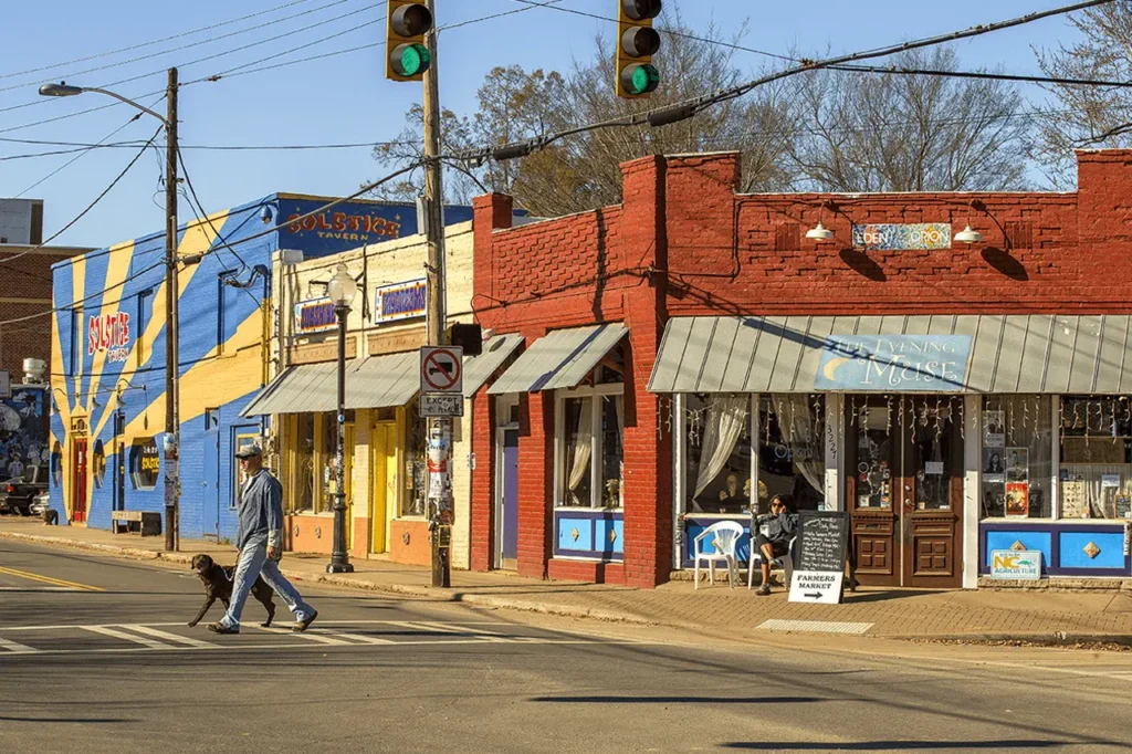 NoDa Charlotte neighborhood street in Mecklenburg County NC