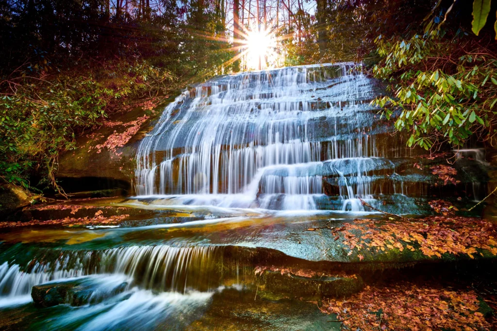 Pilot Mountain State Park waterfall and outdoor scenery near King North Carolina