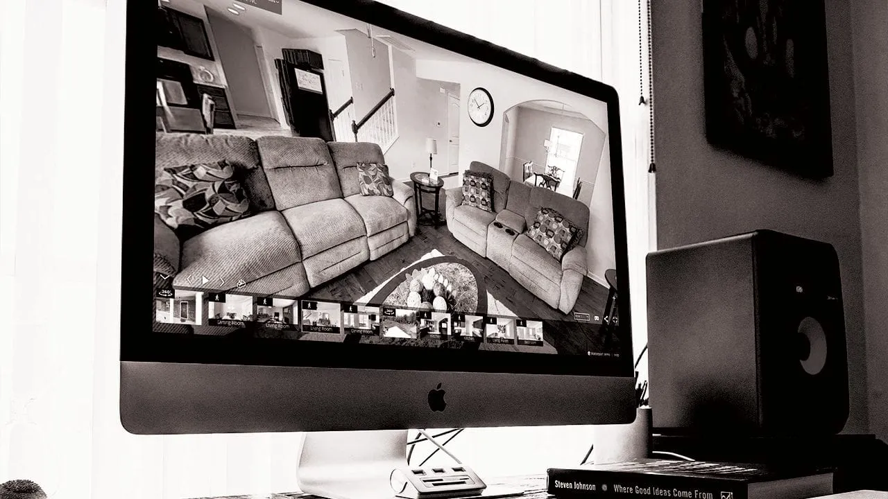 Real estate 3D home tour interface displayed on a desktop screen