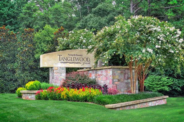 Tanglewood Park entrance sign near Advance NC