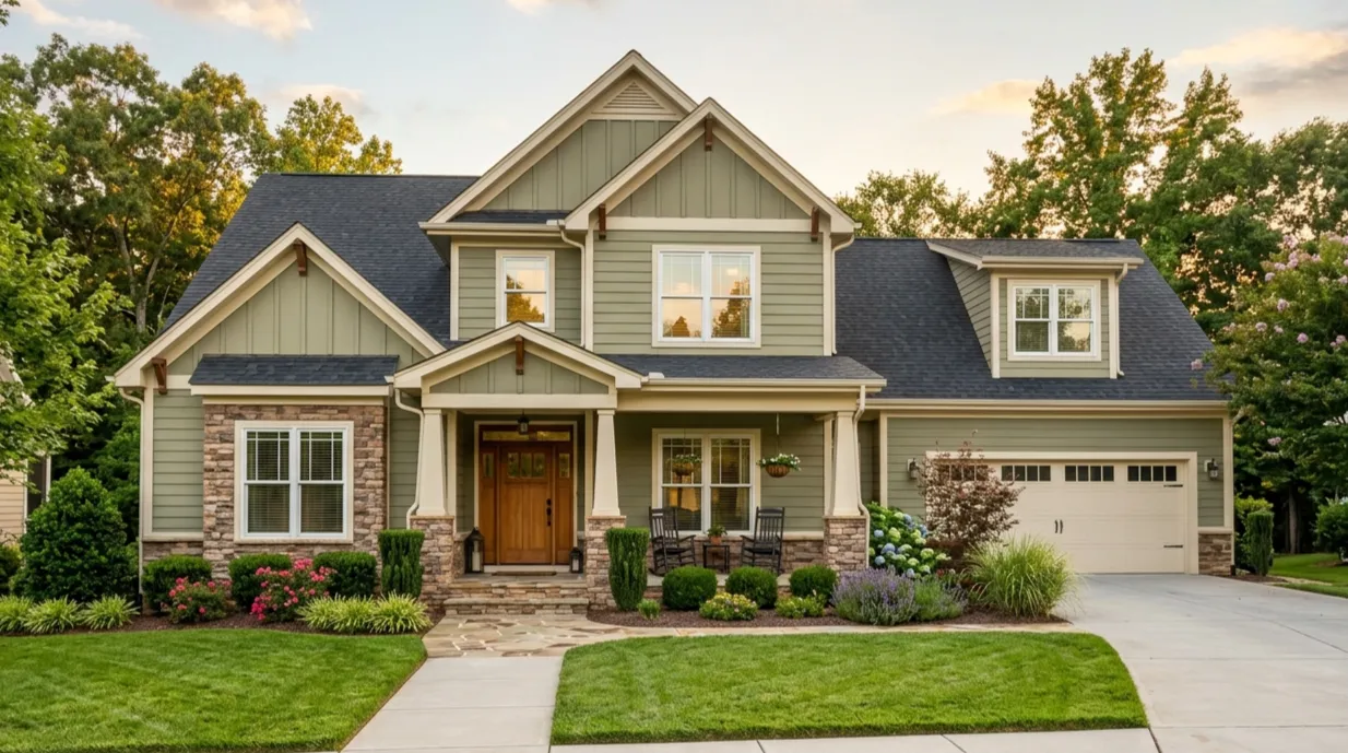 Professionally photographed exterior of a home in the Triad NC with clean landscaping and strong curb appeal