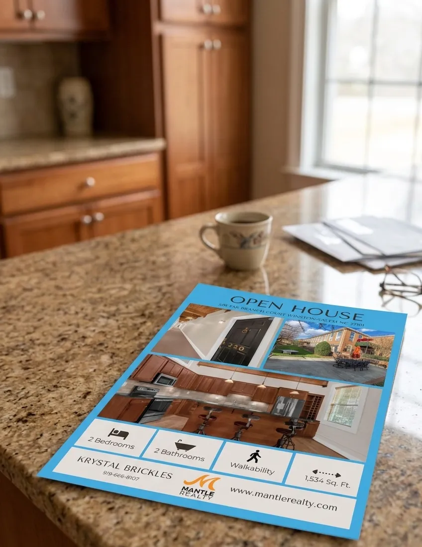Real estate listing flyer example used by Mantle Realty in Triad NC